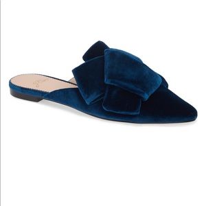J. Crew Blue Velvet Bow Mules
